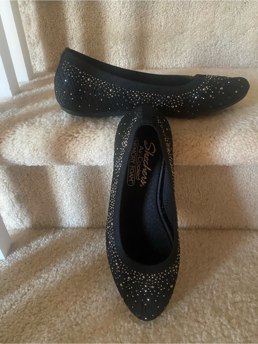 Skechers Black Embellished Slip-On Ballet Flats - Picture 3 of 4